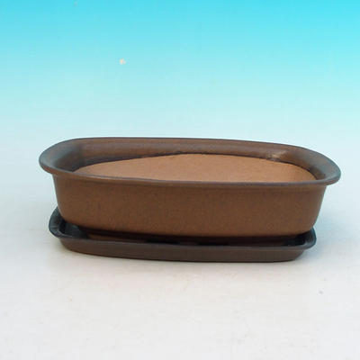 Bonsai bowl + tray H02 - tray 19 x 13,5 x 5 cm, tray 17 x 12 x 1 cm, brown - bowl 19 x 13,5 x 5 cm, tray 17 x 12 x 1 cm - 1