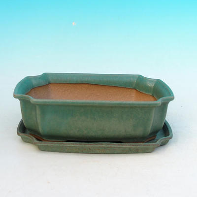 Bonsai bowl tray H03 - 16,5 x 11,5 x 5 cm, tray 16,5 x 11,5 x 1 cm, green - 16.5 x 11.5 x 5 cm, tray 16.5 x 11.5 x 1 cm - 1