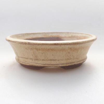 Ceramic bonsai bowl 10 x 10 x 3 cm, beige color - 1