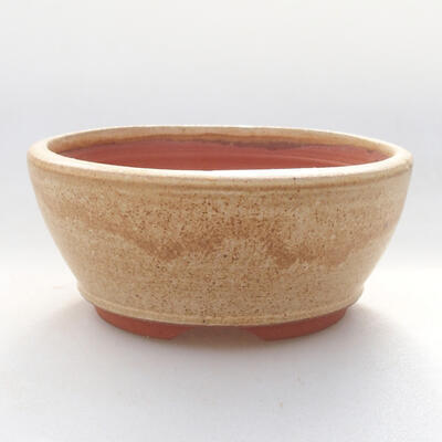 Ceramic bonsai bowl 9.5 x 9.5 x 4 cm, beige color - 1