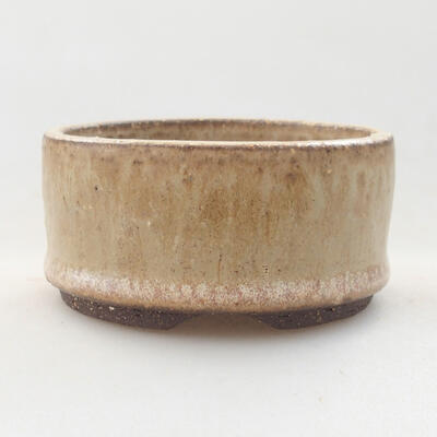 Ceramic bonsai bowl 7.5 x 7.5 x 3.5 cm, beige color - 1