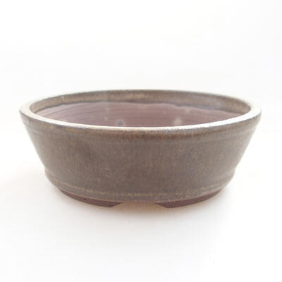 Ceramic bonsai bowl 9.5 x 9.5 x 3 cm, brown color - 1