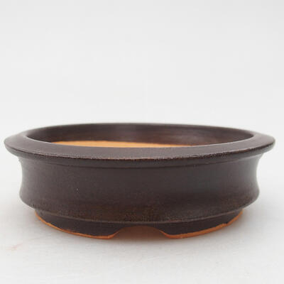 Ceramic bonsai bowl 10.5 x 10.5 x 3 cm, color brown - 1