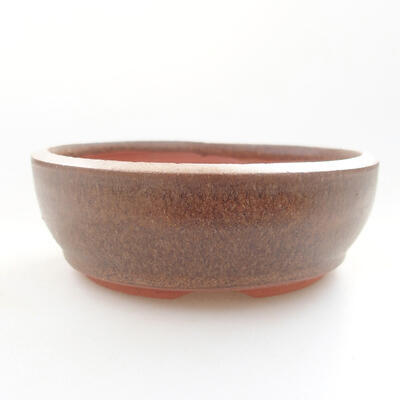 Ceramic bonsai bowl 9.5 x 9.5 x 3.5 cm, brown color - 1
