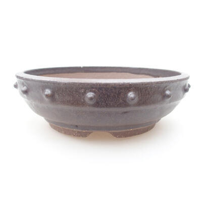Ceramic bonsai bowl 17.5 x 17.5 x 5.5 cm, brown color - 1