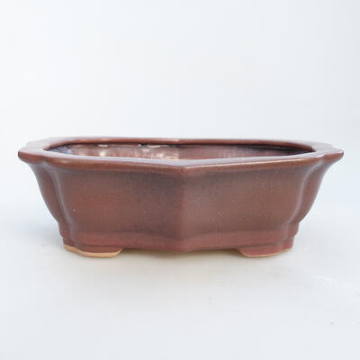 Ceramic bonsai bowl 14.5 x 10.5 x 4.5 cm, brown color - 1
