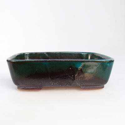Ceramic bonsai bowl 14.5 x 11.5 x 5.5 cm, color green - 1