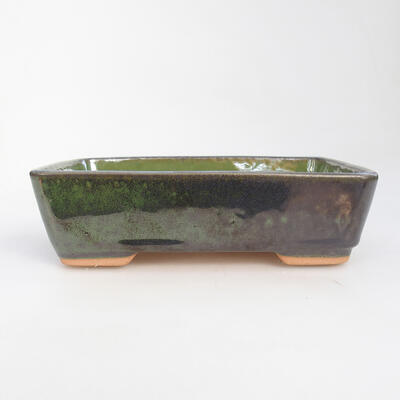 Ceramic bonsai bowl 17.5 x 13.5 x 5 cm, color green - 1