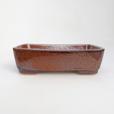 Ceramic bonsai bowl 17.5 x 13.5 x 5 cm, brown color - 1