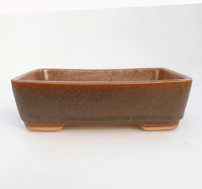 Ceramic bonsai bowl 17.5 x 13.5 x 5 cm, color brown-green - 1