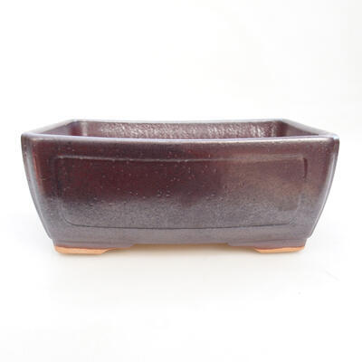Ceramic bonsai bowl 15 x 11.5 x 6 cm, brown color - 1