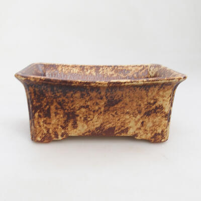 Ceramic bonsai bowl 17.5 x 14.5 x 7 cm, color brown-yellow - 1