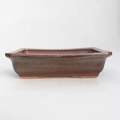 Ceramic bonsai bowl 17 x 12.5 x 4 cm, brown color - 1