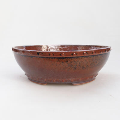 Ceramic bonsai bowl 17 x 17 x 5 cm, color brown - 1