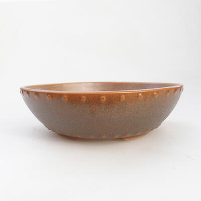 Ceramic bonsai bowl 16.5 x 16.5 x 4.5 cm, brown color - 1