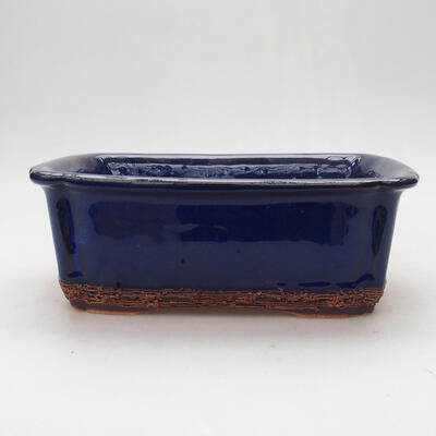 Bonsai bowl H 50 - 16.5 x 12 x 6 cm, blue scratched - 1