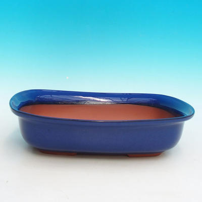 Ceramic bonsai bowl H 10 - 37 x 27 x 10 cm, blue - 37 x 27 x 10 cm - 1