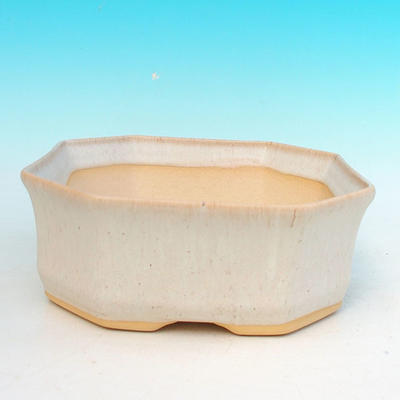 Ceramic bonsai bowl H 14 - 17,5 x 17,5 x 6,5 cm, beige  - 1