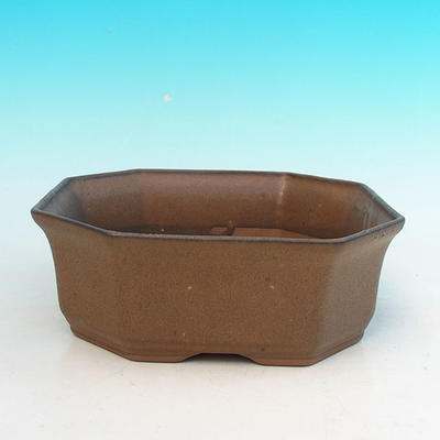 Ceramic bonsai bowl H 14 - 17,5 x 17,5 x 6,5 cm, Brown - 1