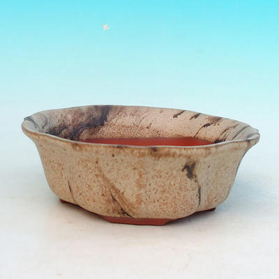 Ceramic bonsai bowl H 06 - 14,5 x 14,5 x 4,5 cm, beige - 14.5 x 14.5 x 4.5 cm - 1