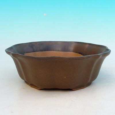 Ceramic bonsai bowl H 06 - 14,5 x 14,5 x 4,5 cm, brown - 14.5 x 14.5 x 4.5 cm - 1