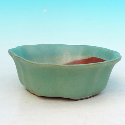 Ceramic bonsai bowl H 06 - 14,5 x 14,5 x 4,5 cm, green - 14.5 x 14.5 x 4.5 cm - 1