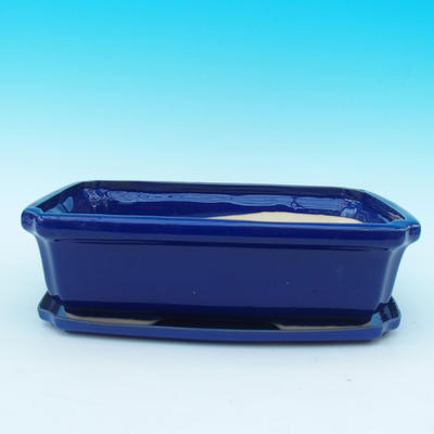 Bonsai pot  and tray of water  H07, blue - 1