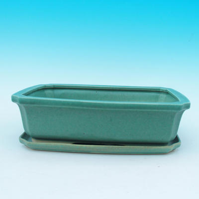 Bonsai pot  and tray of water  H07, green - 1