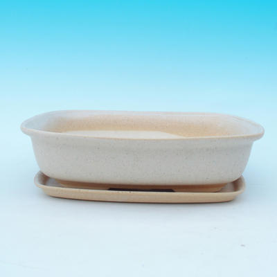 Bonsai bowl + tray H09 - bowl 31 x 21 x 8 cm, tray 28 x 19 x 1,5 cm, beige - bowl 31 x 21 x 8 cm, tray 28 x 19 x 1,5 cm - 1