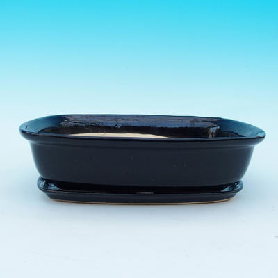 Bonsai bowl + tray H09 - bowl 31 x 21 x 8 cm, tray 28 x 19 x 1,5 cm, black glossy - bowl 31 x 21 x 8 cm, tray 28 x 19 x 1,5 cm - 1