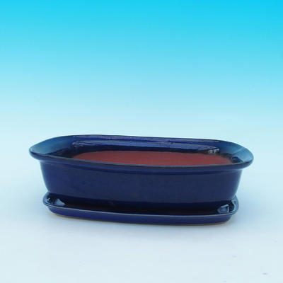 Bonsai bowl + tray H09 - bowl 31 x 21 x 8 cm, tray 28 x 19 x 1,5 cm, blue - bowl 31 x 21 x 8 cm, tray 28 x 19 x 1,5 cm - 1