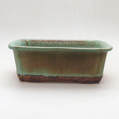 Bonsai bowl H 50 - 16.5 x 12 x 6 cm, green scratched - 1