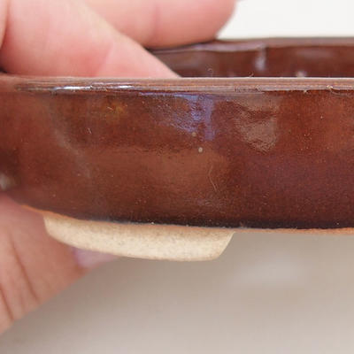 Ceramic bonsai bowl 11 x 9 x 2.5 cm, brown color - 2