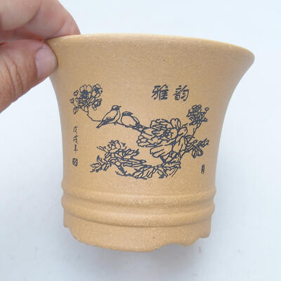 Ceramic bonsai bowl 12 x 12 x 10 cm, color ocher - 2