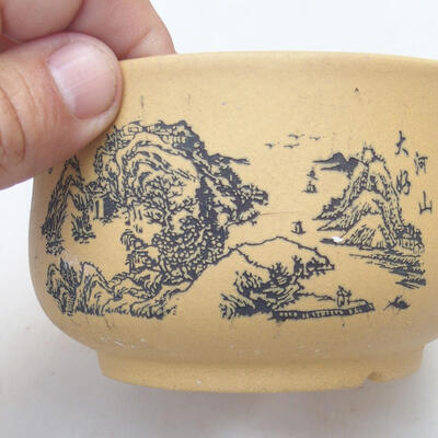 Ceramic bonsai bowl 11 x 11 x 6.5 cm, color ocher - 2