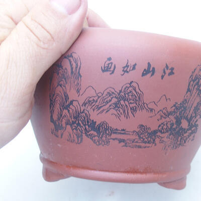 Ceramic bonsai bowl 14 x 14 x 8.5 cm, brick color - 2