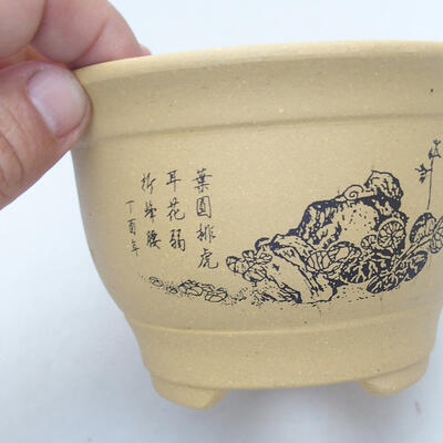 Ceramic bonsai bowl 12.5 x 12.5 x 8.5 cm, color ocher - 2