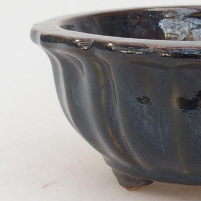 Ceramic bonsai bowl 11,5 x 11,5 x 4,5 cm, brown-blue color - 2