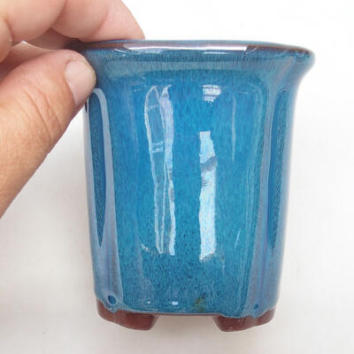 Ceramic bonsai bowl 8.5 x 8.5 x 9.5 cm, color blue - 2