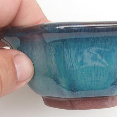 Ceramic bonsai bowl 10.5 x 10.5 x 5 cm, color blue - 2