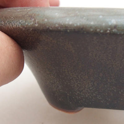 Ceramic bonsai bowl 12.5 x 12.5 x 4 cm, gray color - 2