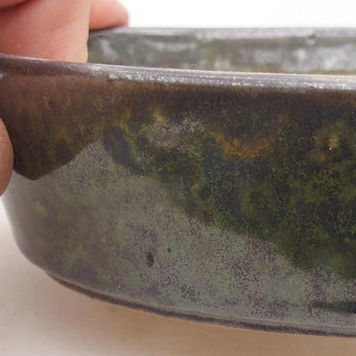 Ceramic bonsai bowl 16 x 11.5 x 4 cm, color green - 2