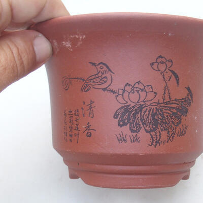 Ceramic bonsai bowl 13.5 x 13.5 x 9 cm, brick color - 2