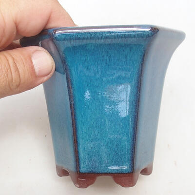 Ceramic bonsai bowl 10 x 9 x 9 cm, color blue - 2