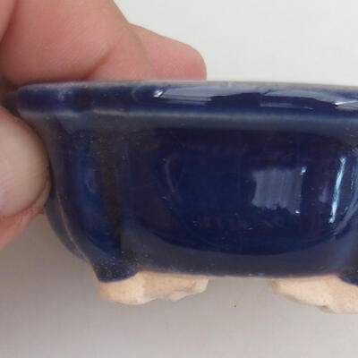 Ceramic bonsai bowl 7.5 x 7.5 x 3 cm, color blue - 2