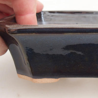 Ceramic bonsai bowl 13 x 10.5 x 4 cm, blue-black color - 2