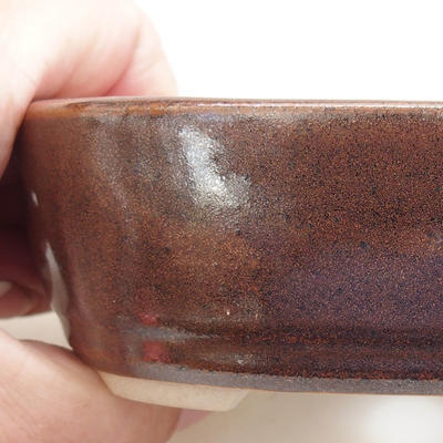 Ceramic bonsai bowl 12.5 x 8.5 x 3.5 cm, brown color - 2