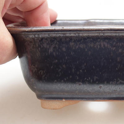 Ceramic bonsai bowl 13 x 10 x 5.5 cm, black color - 2