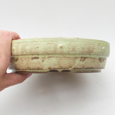 Ceramic bonsai bowl 20,5 x 20,5 x 5 cm, yellow color - 2