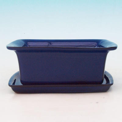 Bonsai bowl H1 - 11,5 x 10 x 4,5 cm, 1 x 9,5 x 1 cm, blue - 11.5 x 10 x 4.5 cm, tray 1 x 9.5 x 1 cm - 2
